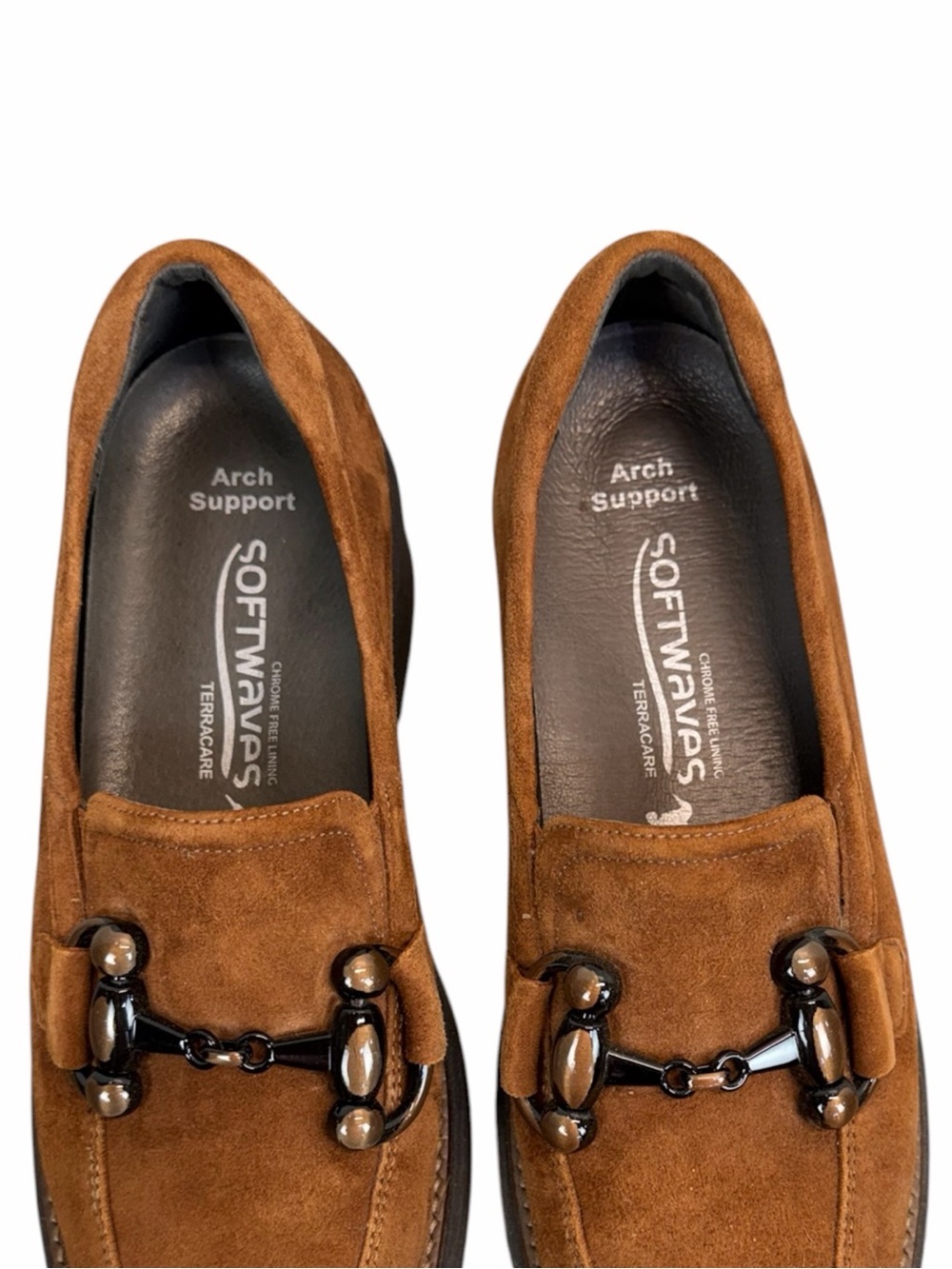 Softwaves Brown Suede Chunky Loafers Platform Lug Sole Horsebit EU 39 - Picture 10 of 11
